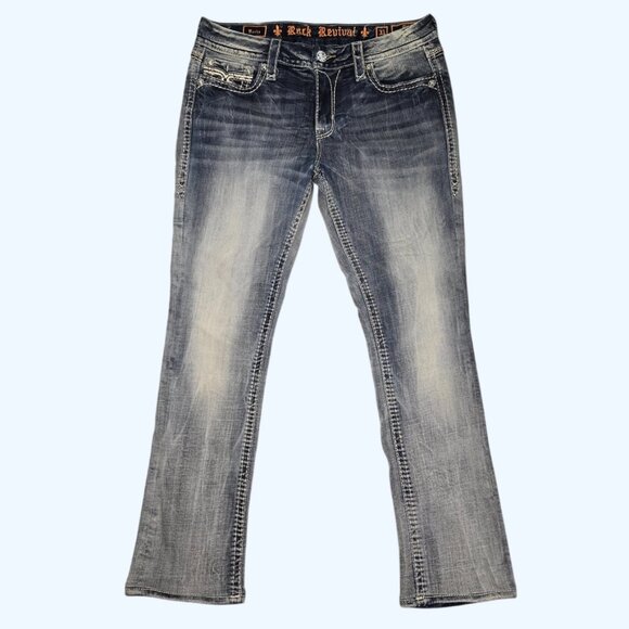 Rock Revival Women’s Jeans Boris Mid Rise Straight Size 31 (Actual 31x30) - Picture 2 of 12